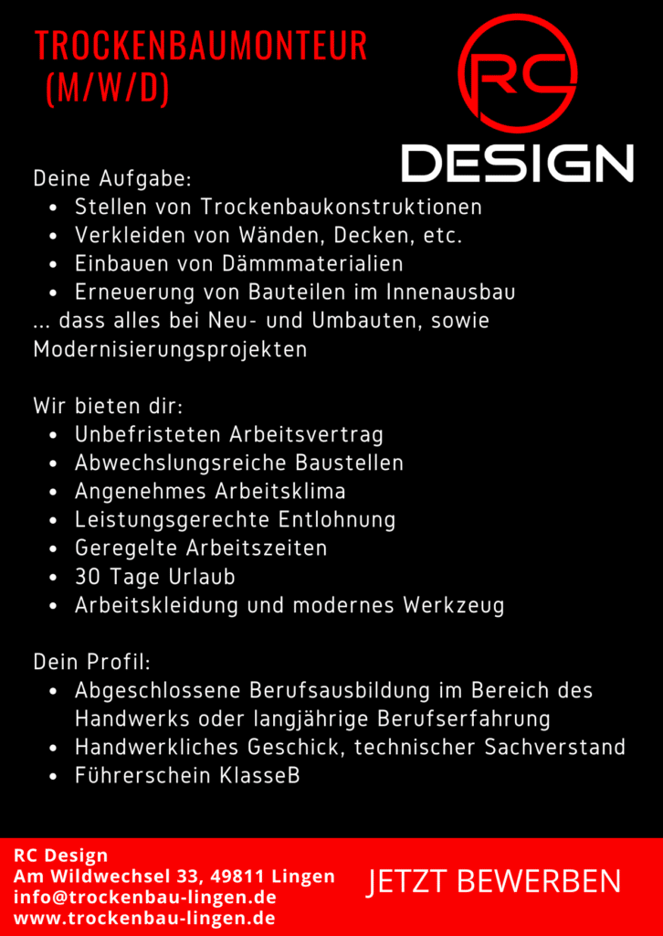 Trockenbau und Innenausbau für Lingen & Umgebung